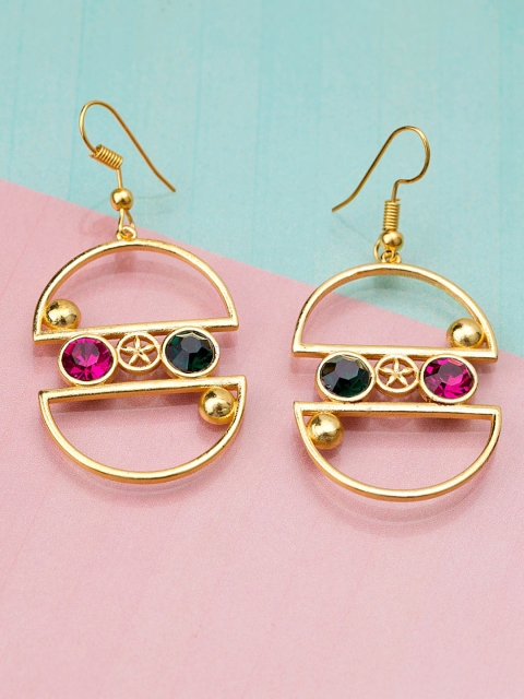 

Voylla Gold-Toned Contemporary Gold-Plated Drop Earrings