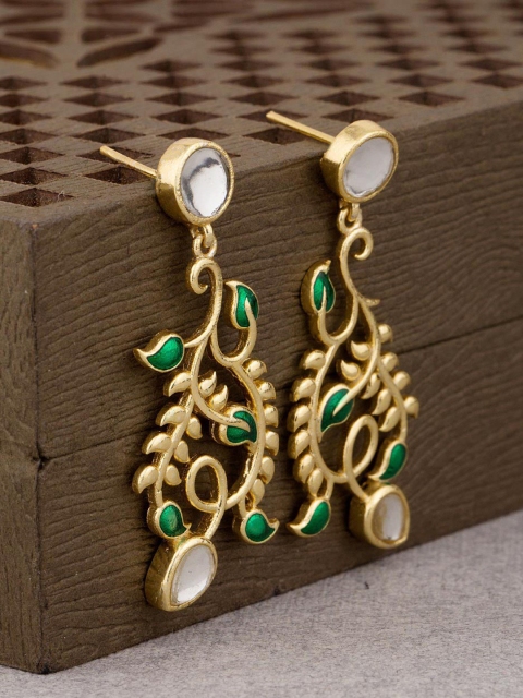 

Voylla Gold-Toned Contemporary Drop Earrings