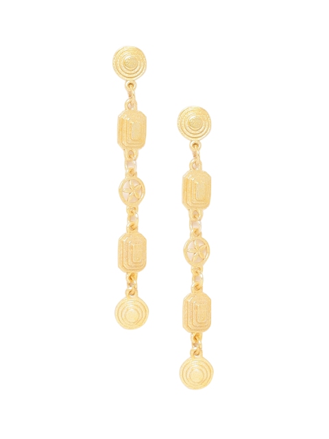 

Voylla Gold-Toned Contemporary Gold-Plated Handcrafted Drop Earrings