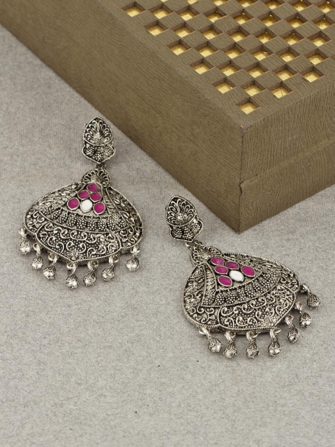 

Voylla Silver-Toned Contemporary Drop Earrings