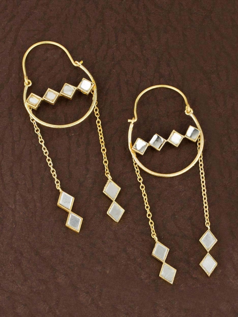 

Voylla Gold-Toned Contemporary Gold-Plated Mirror Hoop Earrings