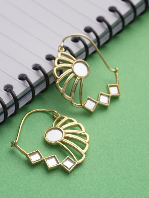 

Voylla Gold-Toned Contemporary Gold Plated Hoop Earrings