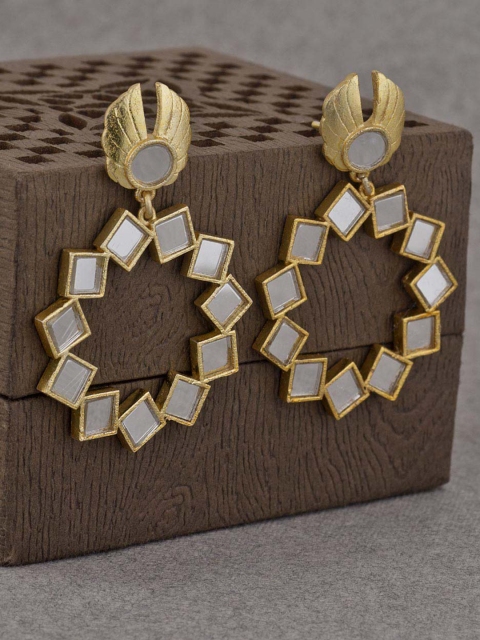 

Voylla Gold-Toned Contemporary Drop Earrings