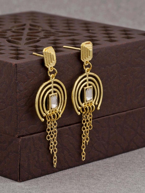 

Voylla Gold-Toned Contemporary Gold-Plated Handcrafted Drop Earrings