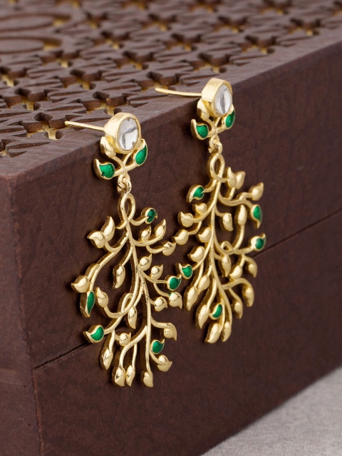 

Voylla Gold-Toned Contemporary Drop Earrings