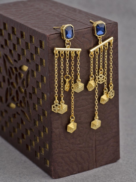 

Voylla Gold-Toned Contemporary Gold-Plated Drop Earrings