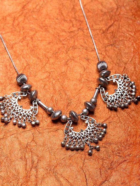 

Voylla Silver-Toned Brass Oxidised Necklace