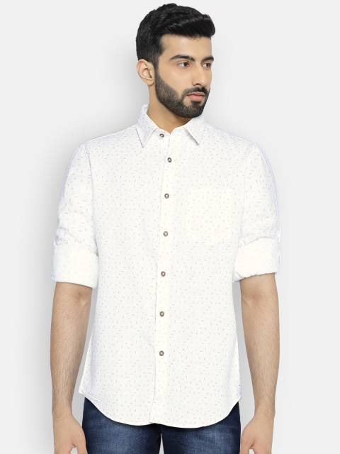 

Indian Terrain Men White Slim Fit Printed Casual Shirt