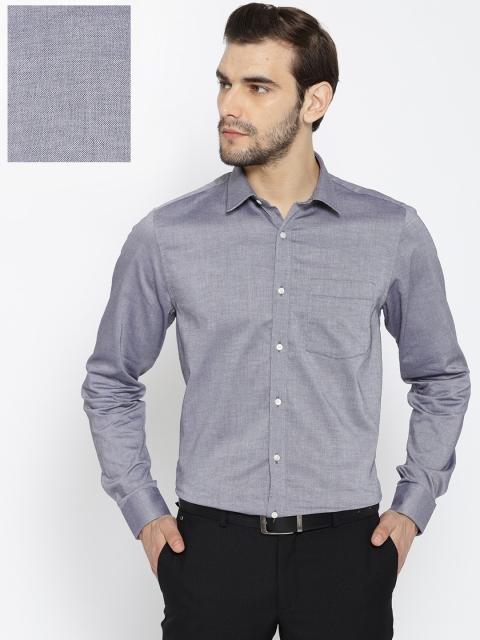 

Blackberrys Men Navy Blue & White Slim Fit Self Design Formal Shirt