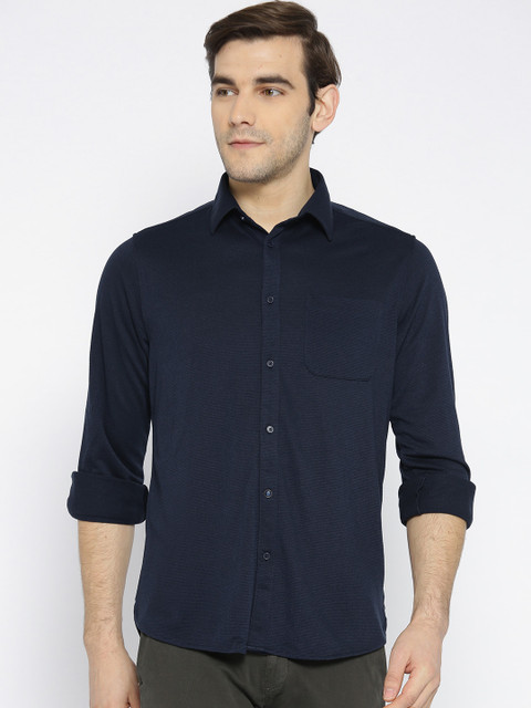 

Blackberrys Men Navy Slim Fit Solid Casual Shirt, Navy blue
