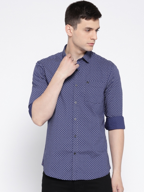 

Blackberrys Men Navy Slim Fit Printed Casual Shirt, Navy blue