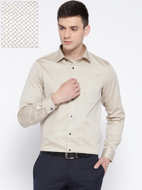 

Blackberrys Men Beige & Navy Blue Slim Fit Printed Formal Shirt