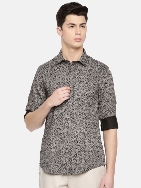 

Blackberrys Men Black & Grey Slim Fit Printed Casual Shirt
