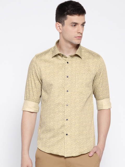 

Blackberrys Men Yellow & Blue Slim Fit Printed Casual Shirt