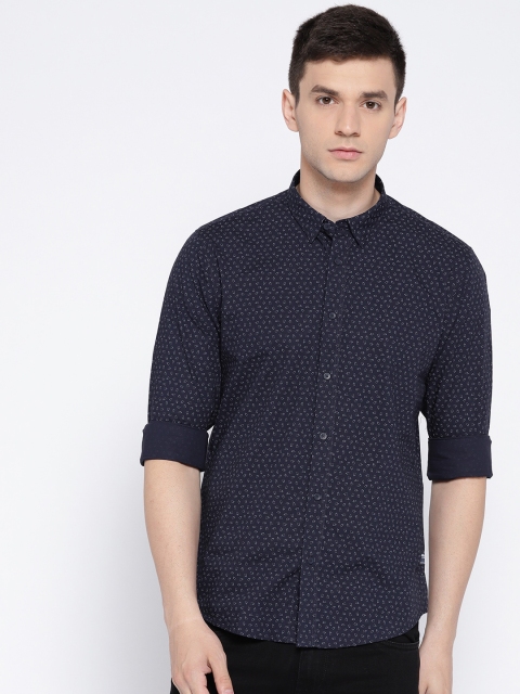 

Blackberrys Men Navy Blue Slim Fit Printed Casual Shirt