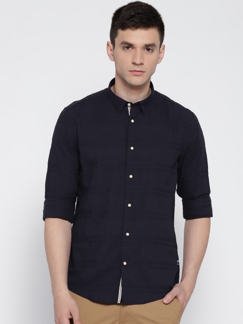 

Blackberrys Men Navy Slim Fit Striped Casual Shirt, Navy blue
