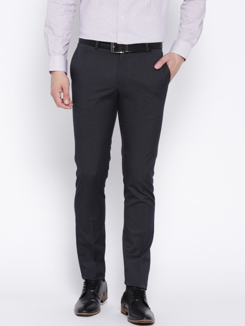 

Blackberrys Men Navy Blue Sharp Fit Solid Formal Trousers