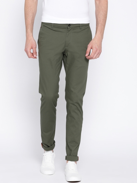 

Blackberrys Men Olive Green Sharp Fit Regular Trousers