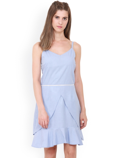 

Heather Hues Women Blue Solid Layered Fit and Flare Dress
