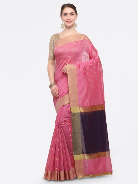 

Pisara Pink Silk Blend Woven Design Chanderi Saree