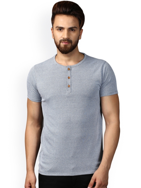 

MKH Men Grey Printed Henley Neck T-shirt