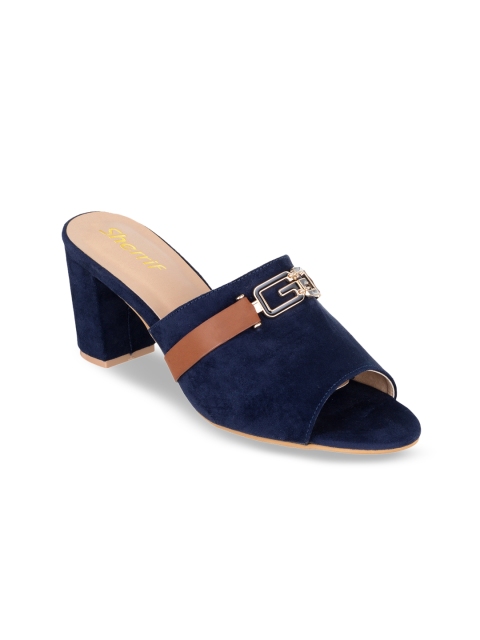 

Sherrif Shoes Women Navy Blue Solid Suede Mules