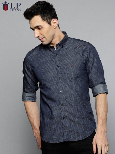 

Louis Philippe Jeans Men Blue Super Slim Fit Printed Casual Shirt