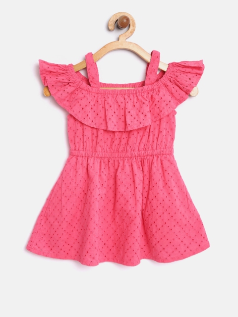 

United Colors of Benetton Girls Pink Self-Design A-Line Dress