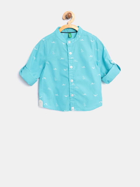 

United Colors of Benetton Boys Blue Regular Fit Printed Casual Shirt