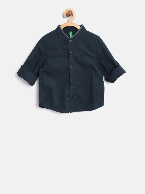 

United Colors of Benetton Boys Navy Regular Fit Striped Casual Shirt, Navy blue