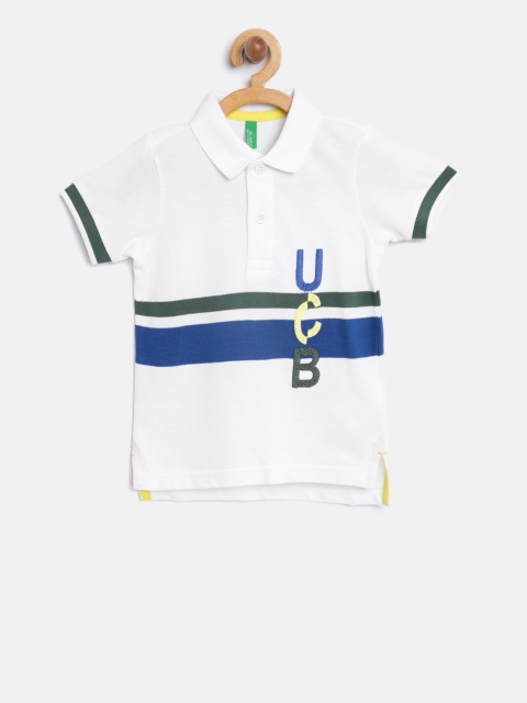 

United Colors of Benetton Boys White Solid Polo Collar T-shirt