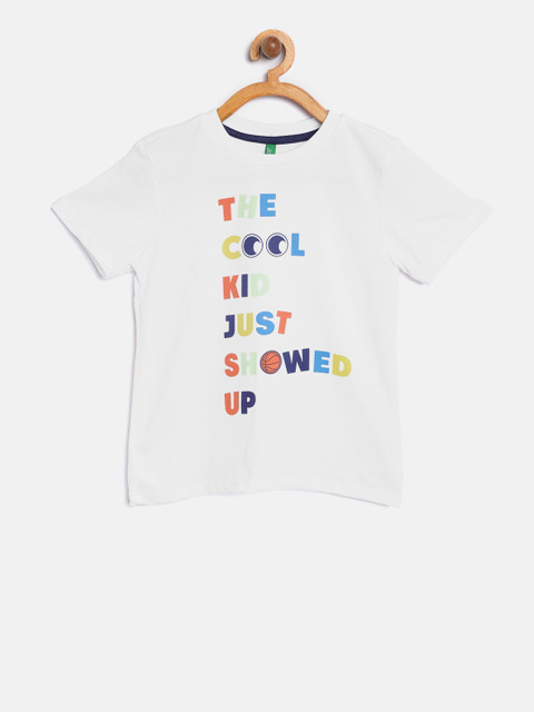 

United Colors of Benetton Boys White Printed Round Neck T-shirt