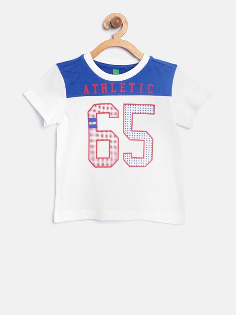 

United Colors of Benetton Boys White Printed Round Neck T-shirt