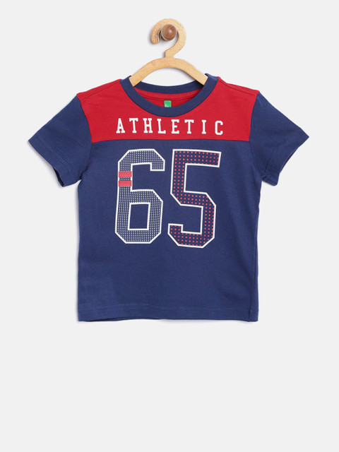 

United Colors of Benetton Boys Blue Printed Round Neck T-shirt