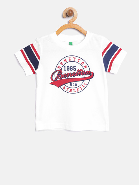 

United Colors of Benetton Boys White Printed Round Neck T-shirt