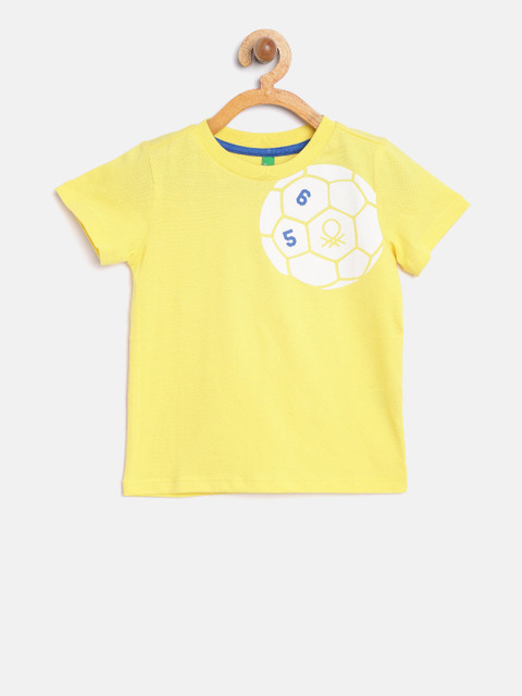 

United Colors of Benetton Boys Yellow Solid Round Neck T-shirt