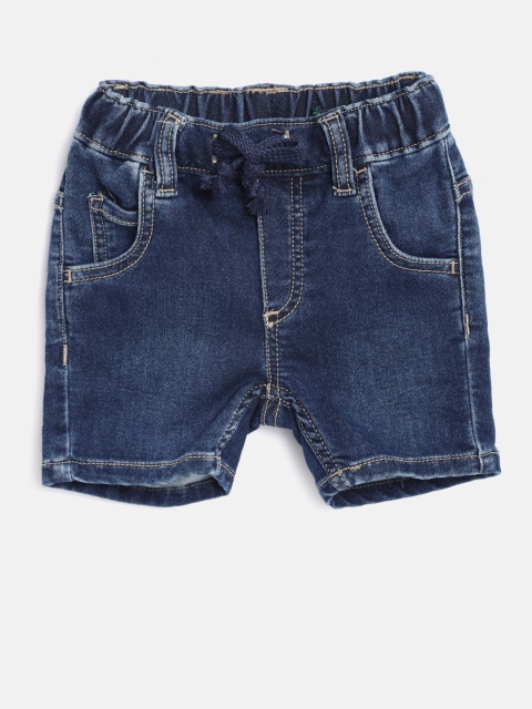 

United Colors of Benetton Boys Navy Blue Washed Regular Fit Denim Shorts