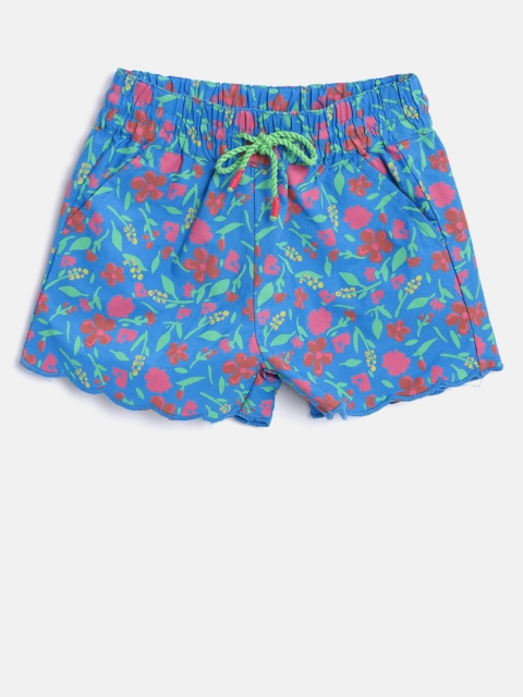 

United Colors of Benetton Girls Blue & Pink Printed Regular Fit Regular Shorts