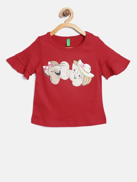 

United Colors of Benetton Girls Red Applique Top