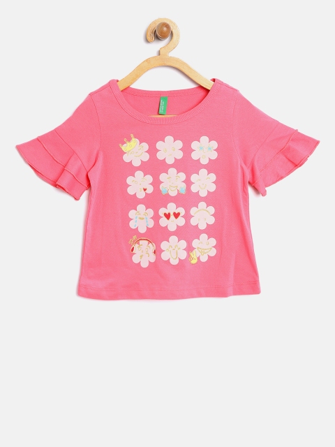 

United Colors of Benetton Girls Pink Printed Top