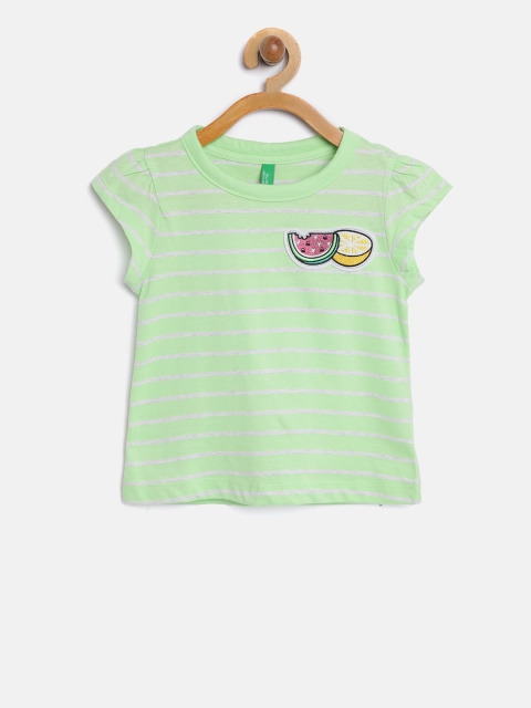 

United Colors of Benetton Girls Green Striped Top