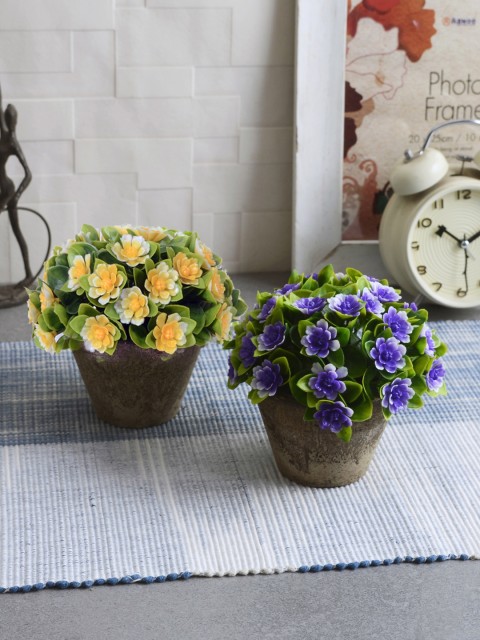 

House Of Accessories Set of 2 Green & Yellow Artificial Plants With Pot