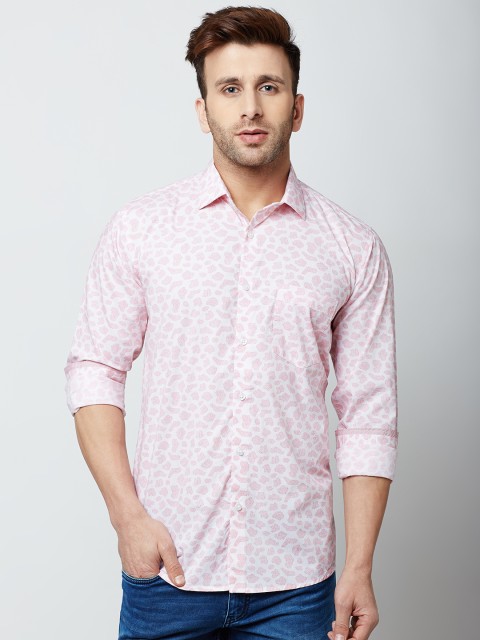 

Crimsoune Club Men Pink Original Slim Fit Printed Casual Shirt