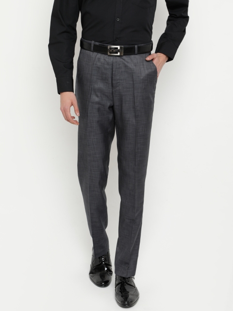 

Chennis Men Charcoal Smart Slim Fit Solid Formal Trousers