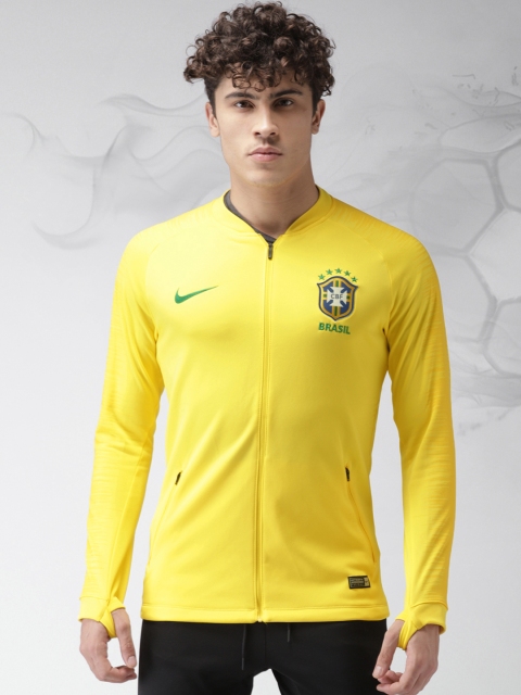 

Nike Men Yellow Brasil CBF Squad Football Solid Jacket