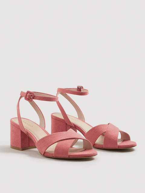 

MANGO Women Pink Solid Sandals