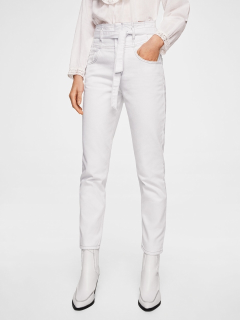 

MANGO Women White Regular Fit Mid-Rise Clean Look Jeans