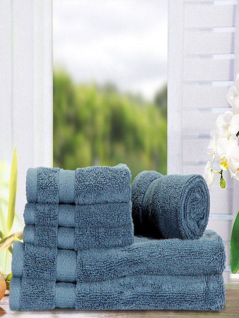 

BIANCA Blue Solid Set Of 6 500 GSM Cotton Towels