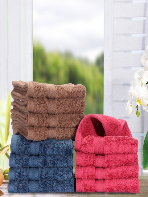 

BIANCA Brown, Maroon & Navy Blue Solid Set Of 12 Towels