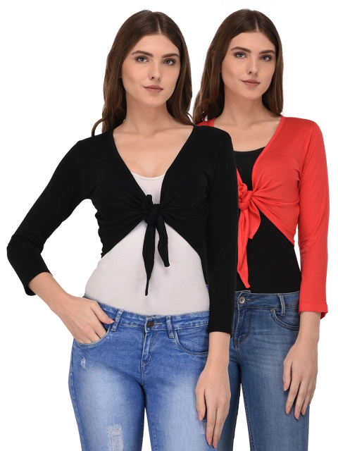 

Espresso Women Pack Of 2 Tie-Up Shrugs, Red